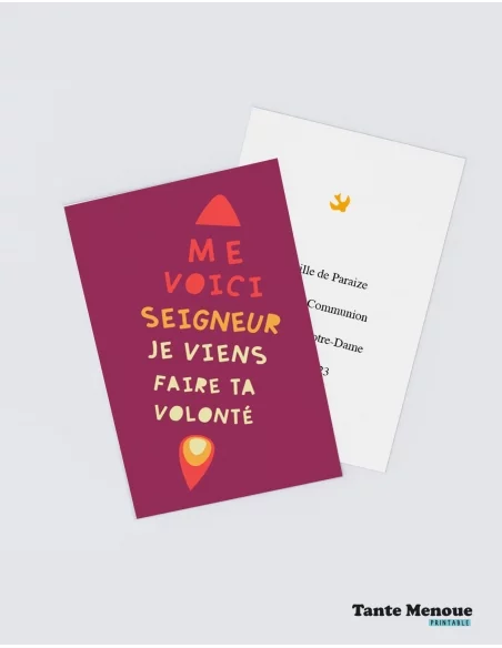 4 Cartes CONFIANCE "Me voici Seigneur" (Personnalisable) - à imprimer