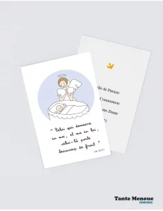 4 Cartes de Baptême "Berceau" (Personnalisable) peau claire