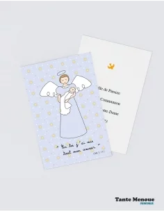 4 Cartes de Baptême "Naissance" Bleu (Personnalisable) -...