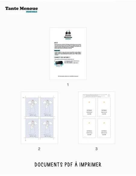 4 Cartes de Baptême "Naissance" Bleu (Personnalisable) - à imprimer