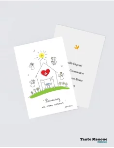 4 Cartes de Baptême "Maison de Dieu" (Personnalisable) -...