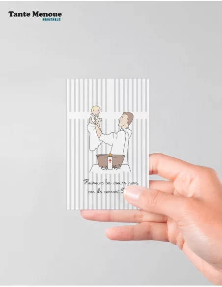 4 Cartes de Baptême "Présentation de l'enfant" (Personnalisable) peau claire