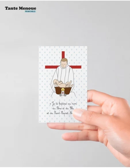 4 Cartes de Baptême "Baptême par immersion" (Personnalisable) peau claire