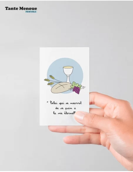 4 Cartes de Communion "Pain de Vie" (Personnalisable) - à imprimer