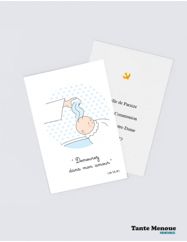 4 Cartes de Baptême "Le Baptême" (Personnalisable) - peau claire