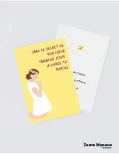 4 Cartes de Communion COLOR Jaune "Dans le secret de mon...