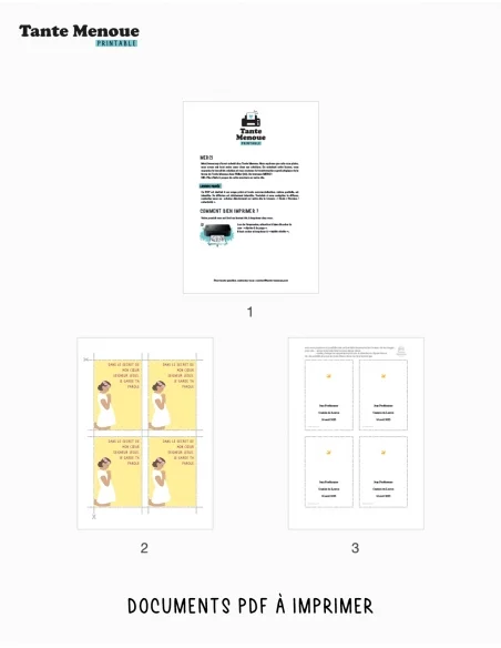 4 Cartes de Communion COLOR Jaune "Dans le secret de mon cœur" Fille peau mate (Personnalisable) - à imprimer