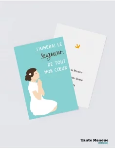 4 Cartes de Communion COLOR Bleu "J'aimerai le Seigneur"...