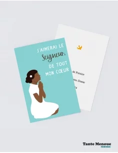 4 Cartes de Communion COLOR Bleu "J'aimerai le Seigneur"...
