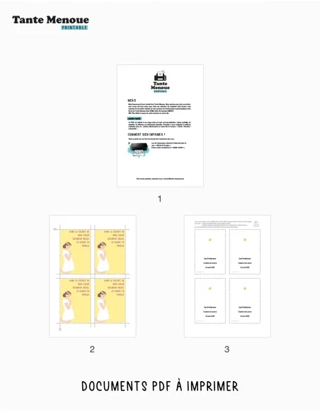 4 Cartes de Communion COLOR Jaune "Dans le secret de mon cœur" Fille peau claire (Personnalisable) - à imprimer