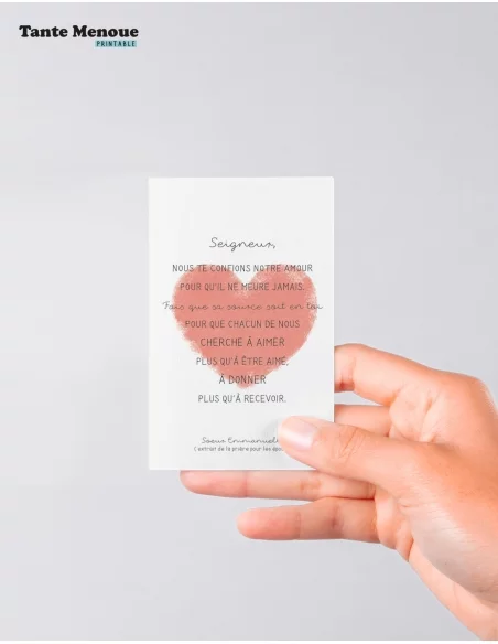 4 Cartes de prière "Époux" (Personnalisable) cœur rose - à imprimer