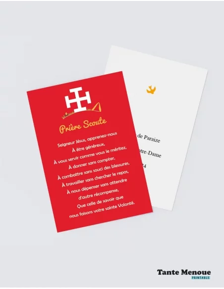 4 Cartes de prière "Scout" (Personnalisable)