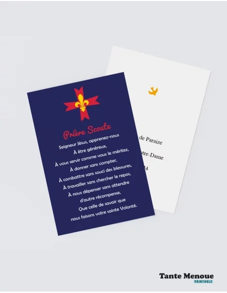 4 Cartes de prière "Scout d'Europe" (Personnalisable)