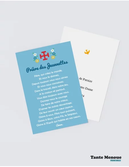 4 Cartes de prière "Jeannette" (Personnalisable)