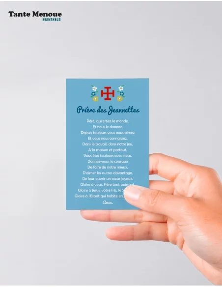 4 Cartes de prière "Jeannette" (Personnalisable)