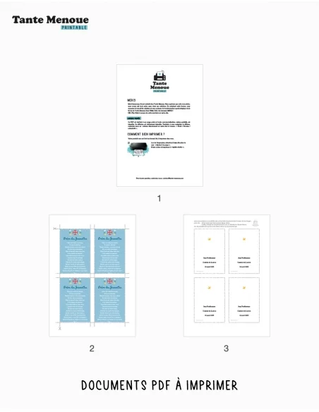 4 Cartes de prière "Jeannette" (Personnalisable)