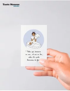 4 Cartes de Baptême "Berceau" (Personnalisable) peau mate 2