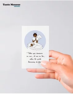 4 Cartes de Baptême "Berceau" (Personnalisable) peau foncée 2