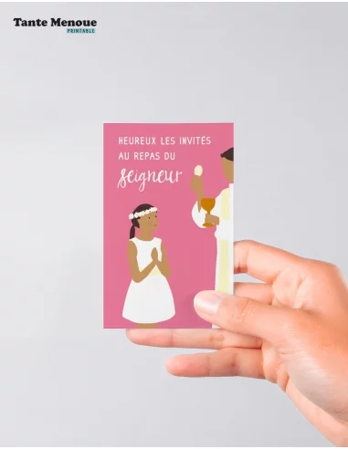 4 Cartes de Communion COLOR Rose... 4 Cartes de Communion COLOR Rose...