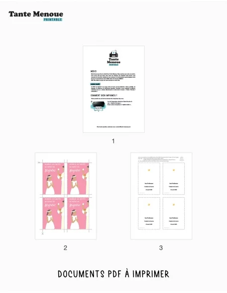 4 Cartes de Communion COLOR Rose "Heureux les invités" Fille (Personnalisable) peau mate